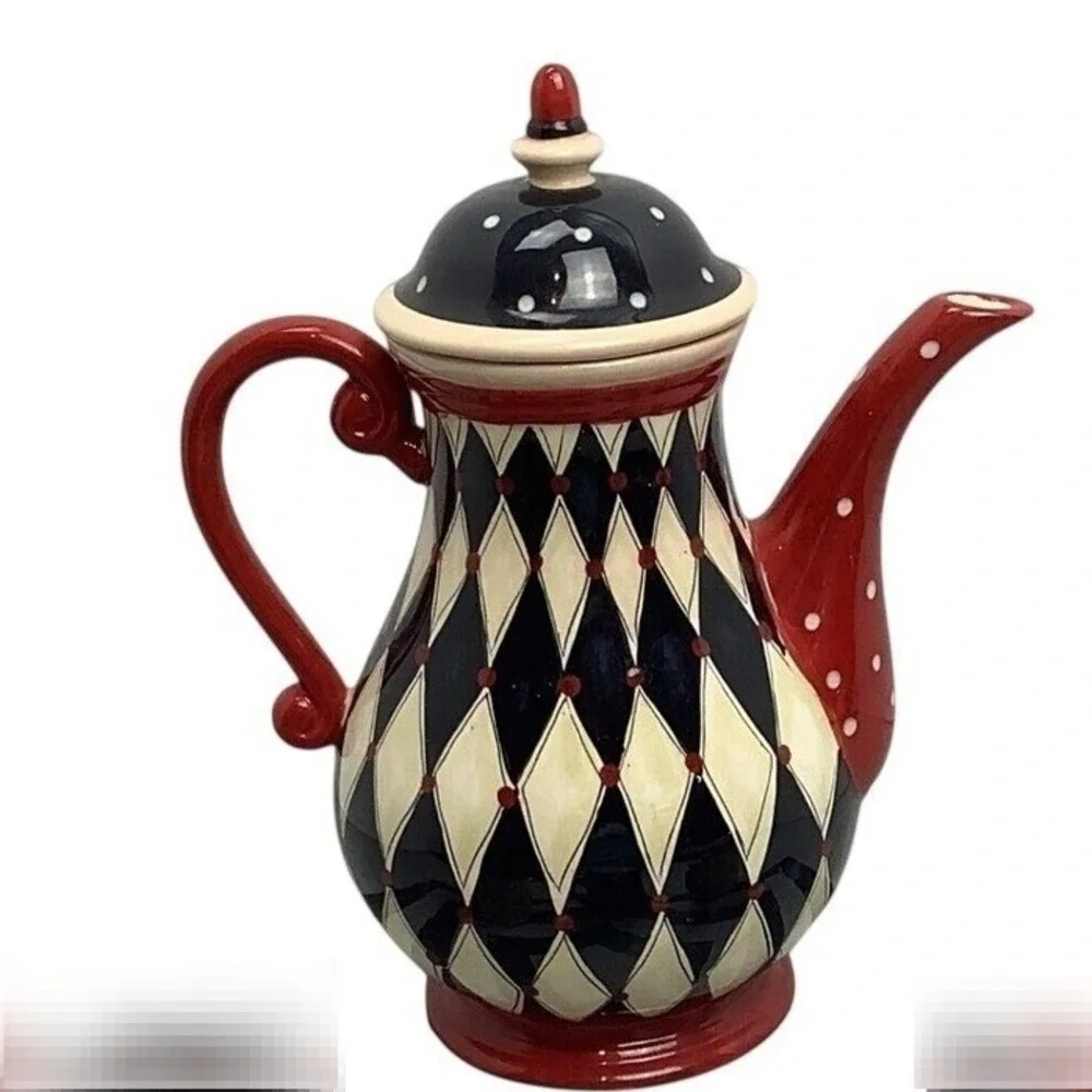 Whimsical Harlequin Ceramic Teapot